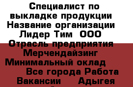 Специалист по выкладке продукции › Название организации ­ Лидер Тим, ООО › Отрасль предприятия ­ Мерчендайзинг › Минимальный оклад ­ 22 000 - Все города Работа » Вакансии   . Адыгея респ.,Адыгейск г.